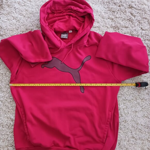 Puma Women's Red Hoodie Pullover Size Medium Kangaroo Pocket Sports Grunge READ - Picture 5 of 9